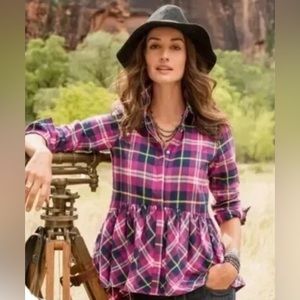 Sundance Hayden Creek Plaid Peplum Button Down